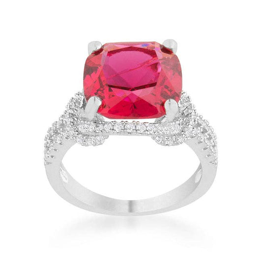 Charlene 6.2ct Ruby CZ Rhodium Classic Statement Ring: 6