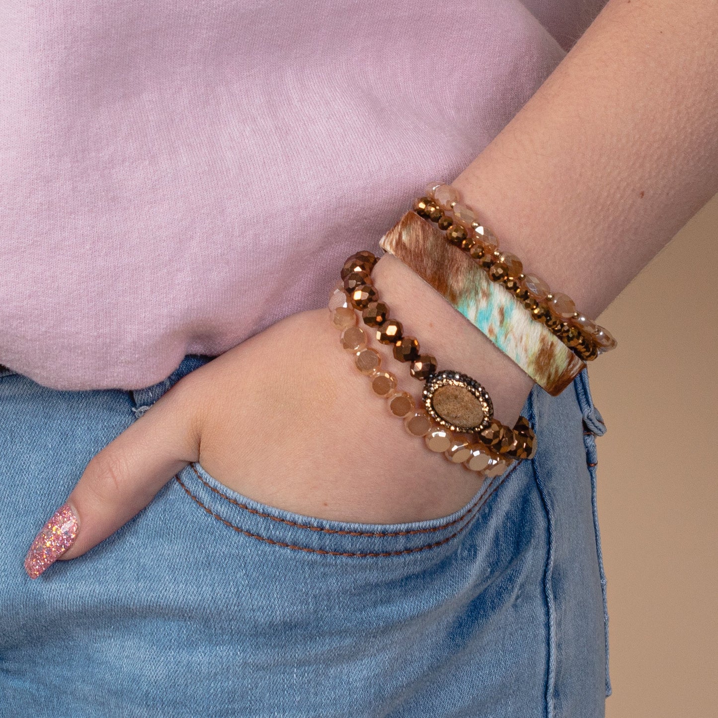 Stacked Bracelets - Brown