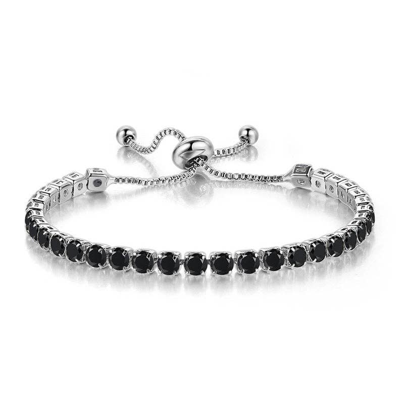 Birthstone Wedding Tennis Bracelet in Solid Copper: Silver / Colorless