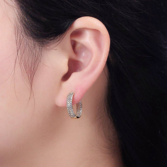 14K Gold Filled Clear Micro Paved CZ Front-Facing 18mm Hoop Earrings | AD-428