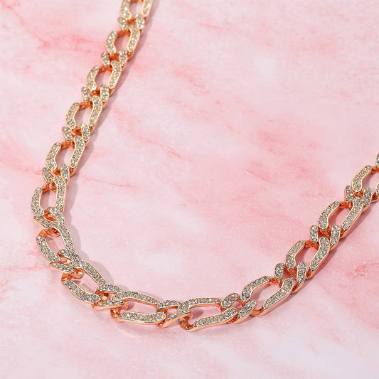 Stone Paved Chunky Chain Necklace: Clear,Gold