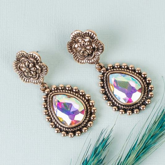 Crystal Squash Blossom Earrings - AB