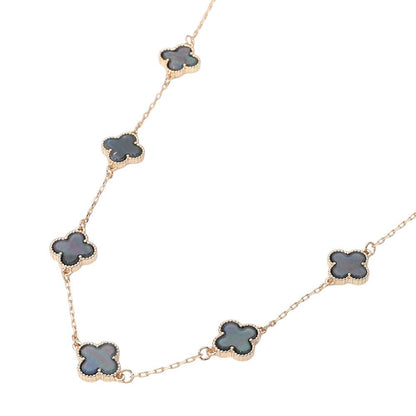 Quatrefoil Stone Station Necklace: Gold,Gray