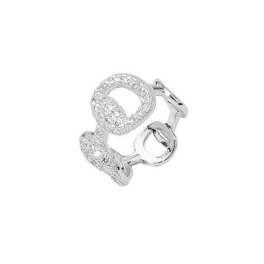 CZ Stone Paved Open Ring Band Ring: 6