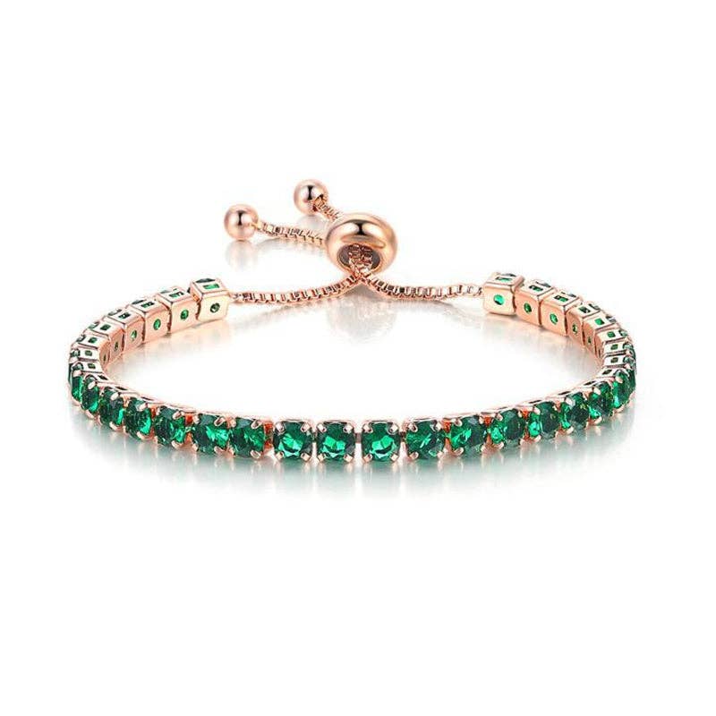 Birthstone Wedding Tennis Bracelet in Solid Copper: Silver / Colorless