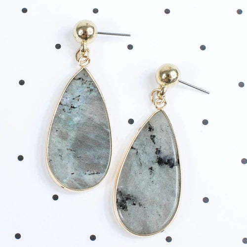Tear Drop Crystal Stud Earrings - Grey