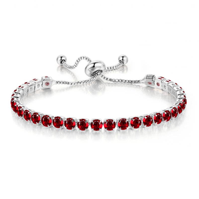 Birthstone Wedding Tennis Bracelet in Solid Copper: Silver / Colorless