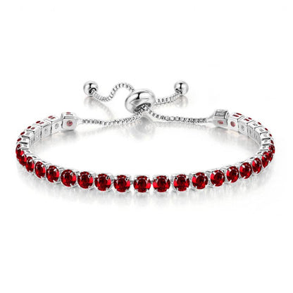 Birthstone Wedding Tennis Bracelet in Solid Copper: Silver / Colorless