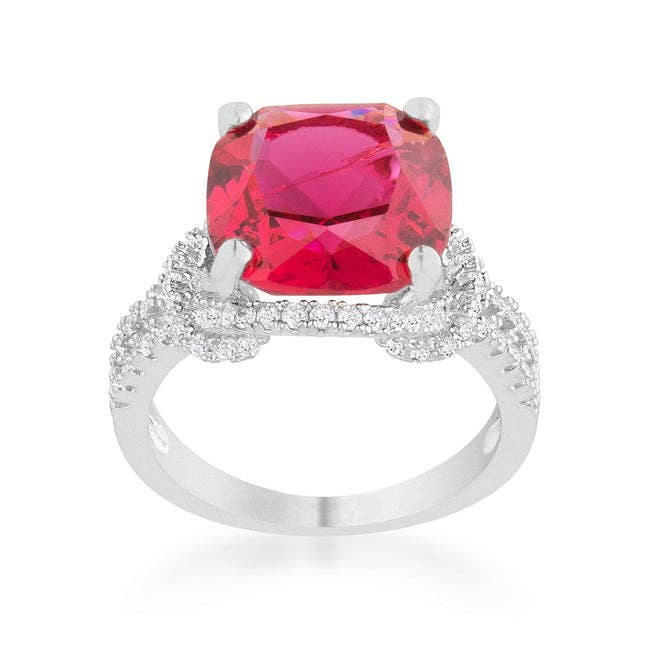 Charlene 6.2ct Ruby CZ Rhodium Classic Statement Ring: 5