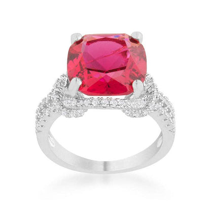 Charlene 6.2ct Ruby CZ Rhodium Classic Statement Ring: 10