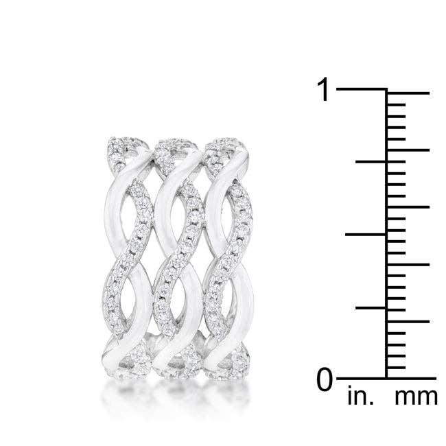 Contemporary 0.88ct CZ Rhodium Twist Wide Cocktail Ring: 9