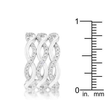 Contemporary 0.88ct CZ Rhodium Twist Wide Cocktail Ring: 9