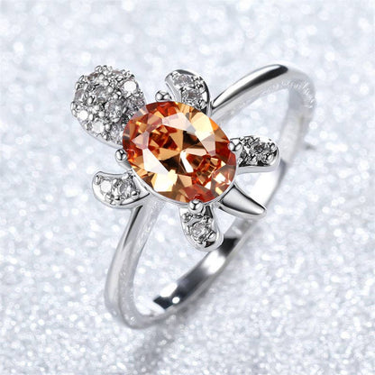 Colored Stone Sea Turtle Statement Ring in Solid Copper: 7 US / Rainbow