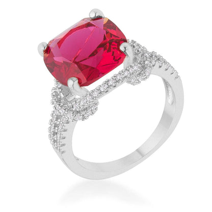 Charlene 6.2ct Ruby CZ Rhodium Classic Statement Ring: 5