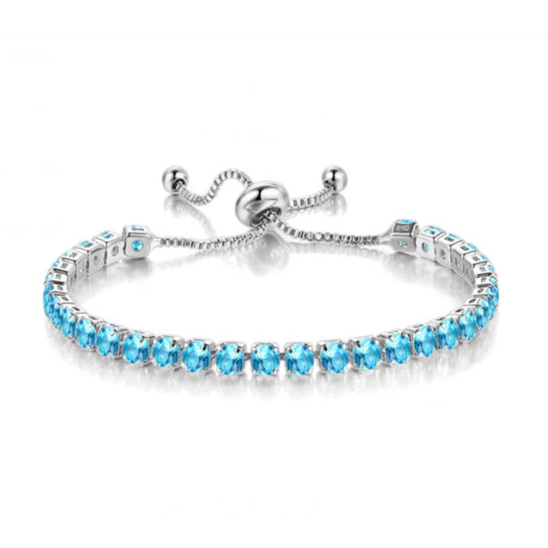 Birthstone Wedding Tennis Bracelet in Solid Copper: Silver / Colorless