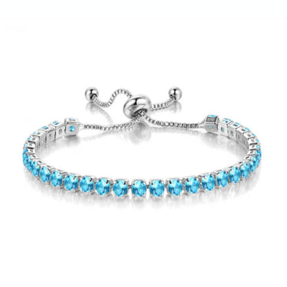 Birthstone Wedding Tennis Bracelet in Solid Copper: Silver / Pink