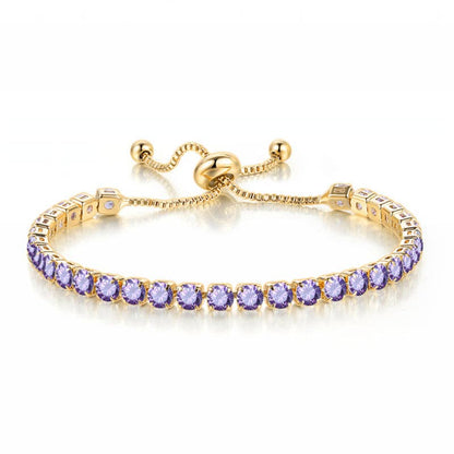 Birthstone Wedding Tennis Bracelet in Solid Copper: Silver / Pink