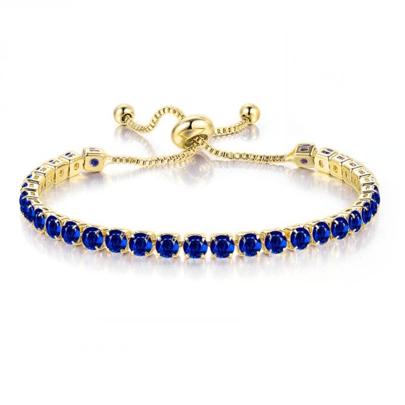 Birthstone Wedding Tennis Bracelet in Solid Copper: Silver / Colorless