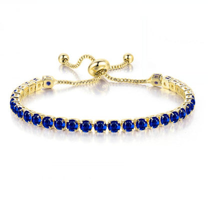 Birthstone Wedding Tennis Bracelet in Solid Copper: Silver / Colorless