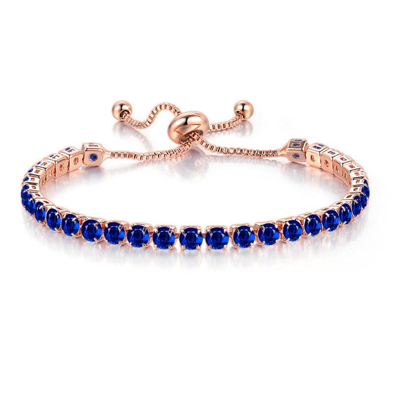 Birthstone Wedding Tennis Bracelet in Solid Copper: Silver / Colorless