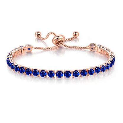 Birthstone Wedding Tennis Bracelet in Solid Copper: Silver / Colorless