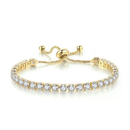 Birthstone Wedding Tennis Bracelet in Solid Copper: Silver / Pink