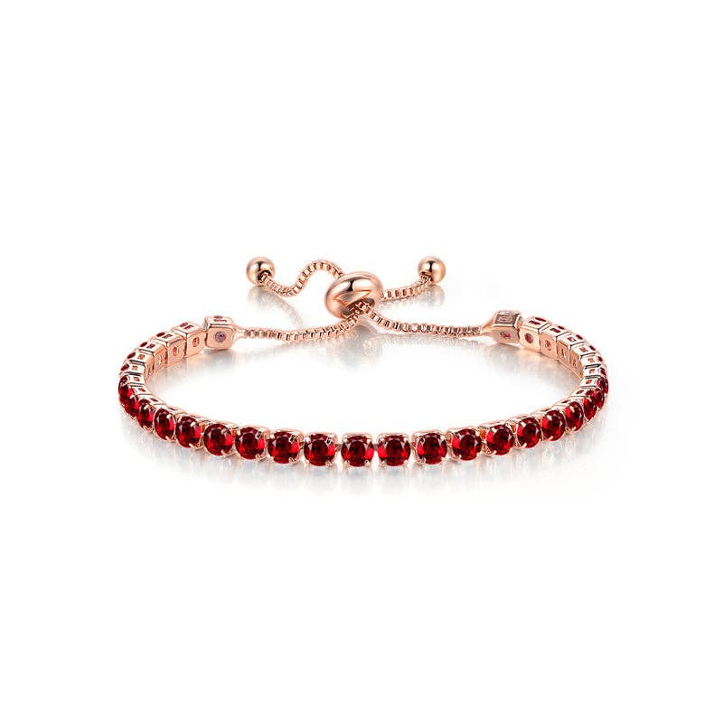 Birthstone Wedding Tennis Bracelet in Solid Copper: Silver / Colorless