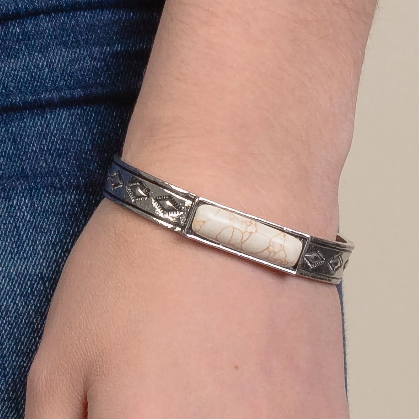 Squash Blossom Cuff Bracelet - Ivory & Silver