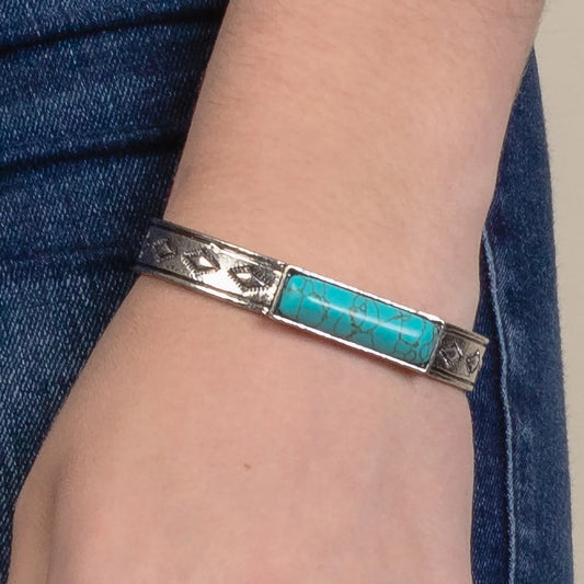 Squash Blossom Cuff Bracelet - Turquoise & Silver