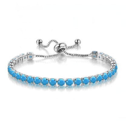 Birthstone Wedding Tennis Bracelet in Solid Copper: Silver / Colorless