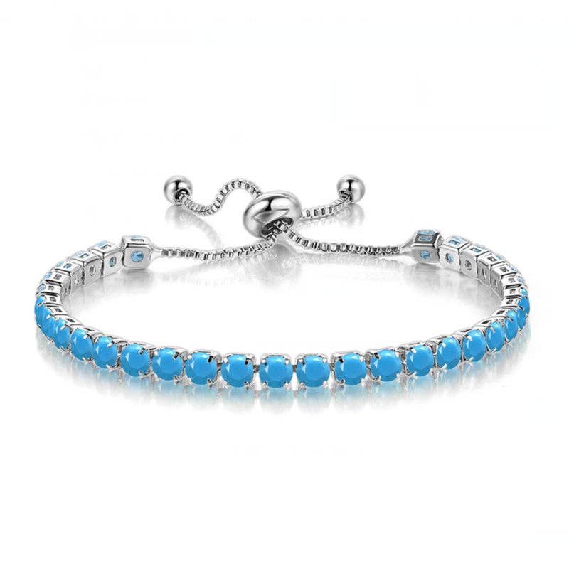 Birthstone Wedding Tennis Bracelet in Solid Copper: Silver / Pink
