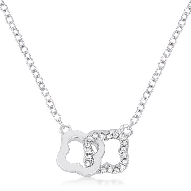 .21 Ct Rhodium Necklace With Floral Links