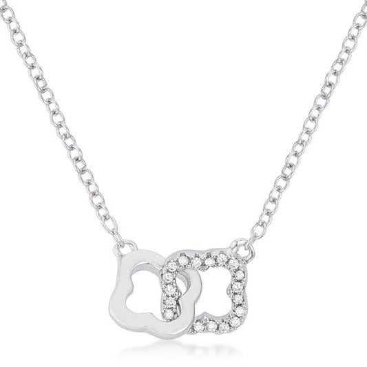 .21 Ct Rhodium Necklace With Floral Links