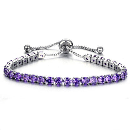 Birthstone Wedding Tennis Bracelet in Solid Copper: Silver / Colorless