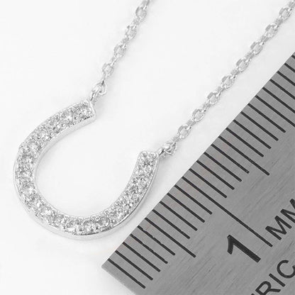 Gold Dipped CZ Stone Paved Horseshoe Pendant Necklace: Clear,Rhodium
