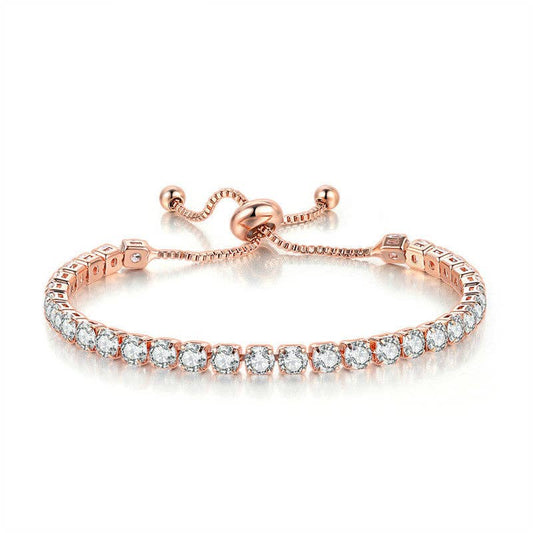 Birthstone Wedding Tennis Bracelet in Solid Copper: Rose golod / Colorless