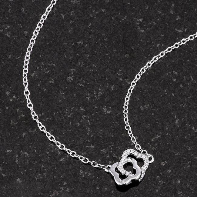 .21 Ct Rhodium Necklace With Floral Links