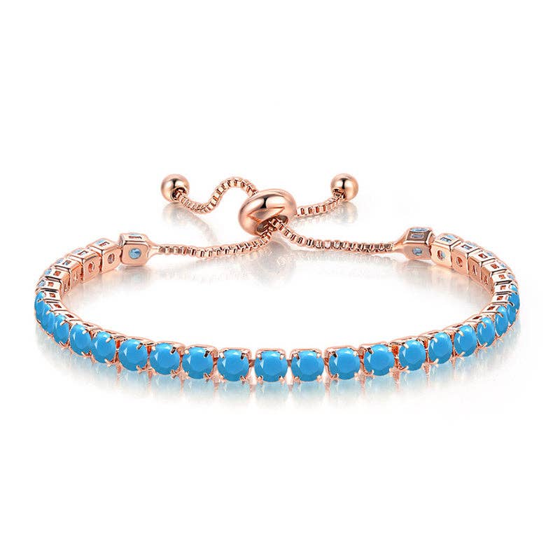 Birthstone Wedding Tennis Bracelet in Solid Copper: Silver / Colorless