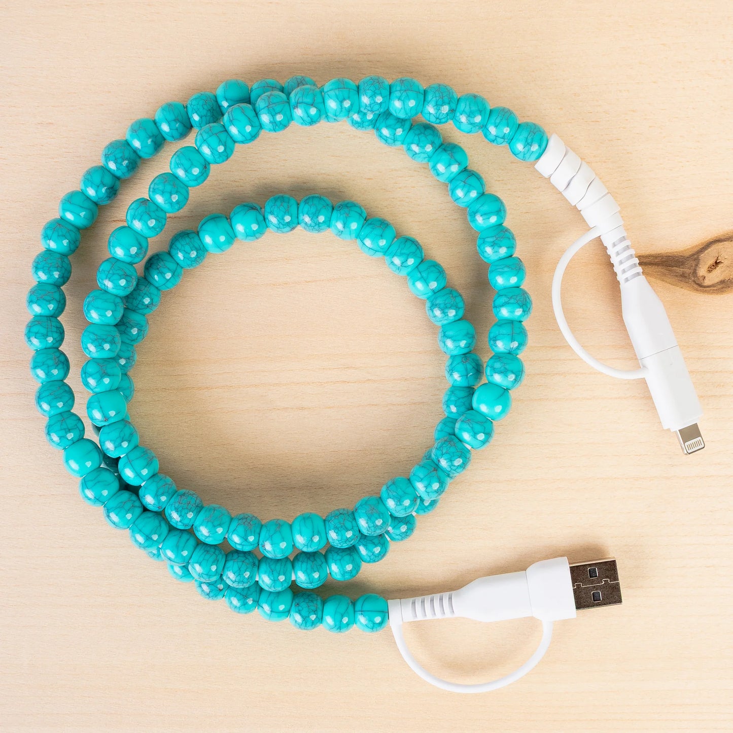 4-in-1 Beaded Charging Cable - Turquoise