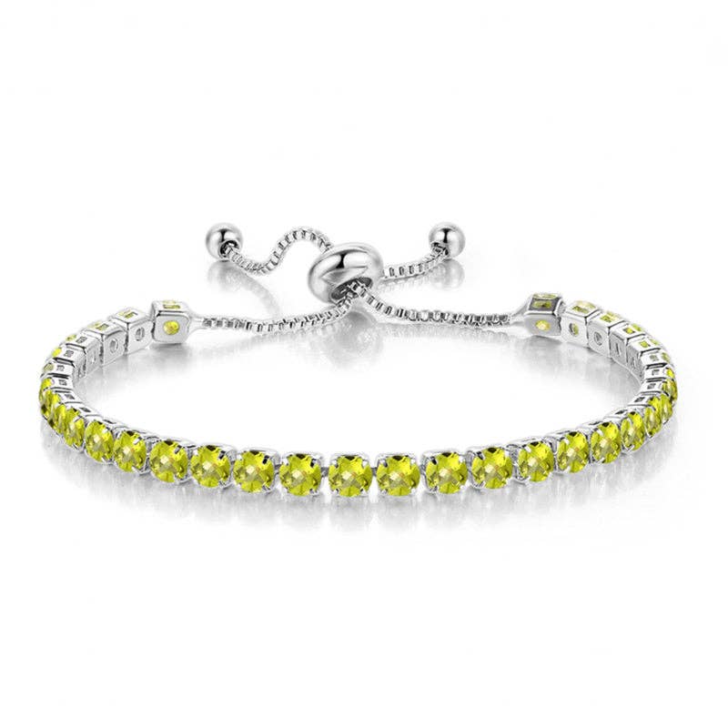Birthstone Wedding Tennis Bracelet in Solid Copper: Silver / Colorless