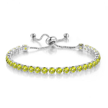 Birthstone Wedding Tennis Bracelet in Solid Copper: Silver / Colorless