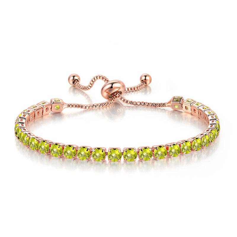 Birthstone Wedding Tennis Bracelet in Solid Copper: Silver / Colorless