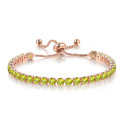Birthstone Wedding Tennis Bracelet in Solid Copper: Silver / Colorless