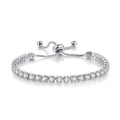 Birthstone Wedding Tennis Bracelet in Solid Copper: Silver / Colorless