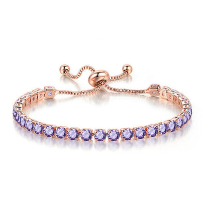 Birthstone Wedding Tennis Bracelet in Solid Copper: Silver / Colorless
