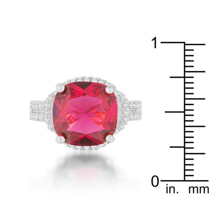 Charlene 6.2ct Ruby CZ Rhodium Classic Statement Ring: 10
