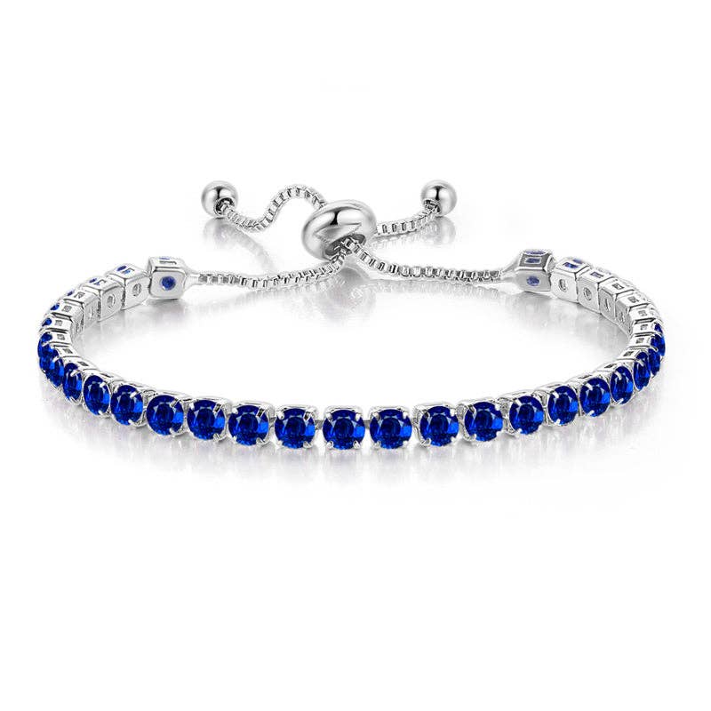 Birthstone Wedding Tennis Bracelet in Solid Copper: Silver / Colorless
