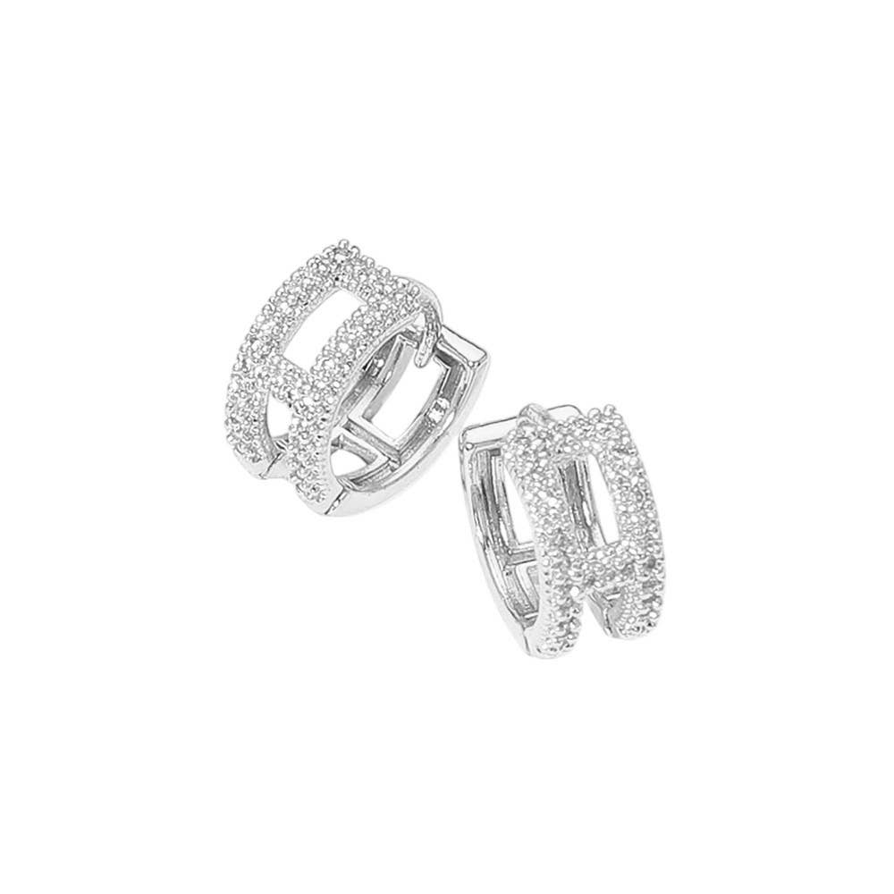 14K Gold Dipped CZ Stone Paved Mini Hoop Earrings: Gold
