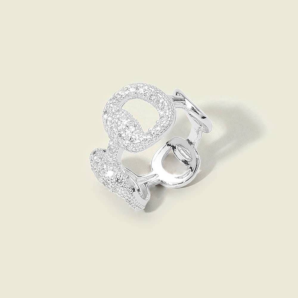 CZ Stone Paved Open Ring Band Ring: 6