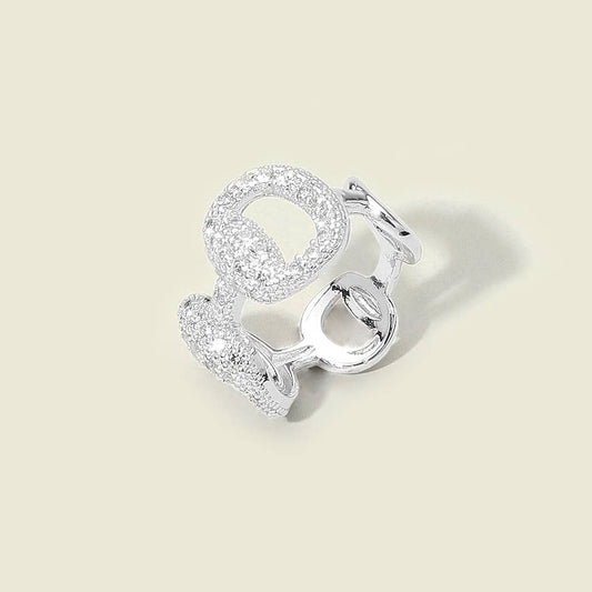 CZ Stone Paved Open Ring Band Ring: 6